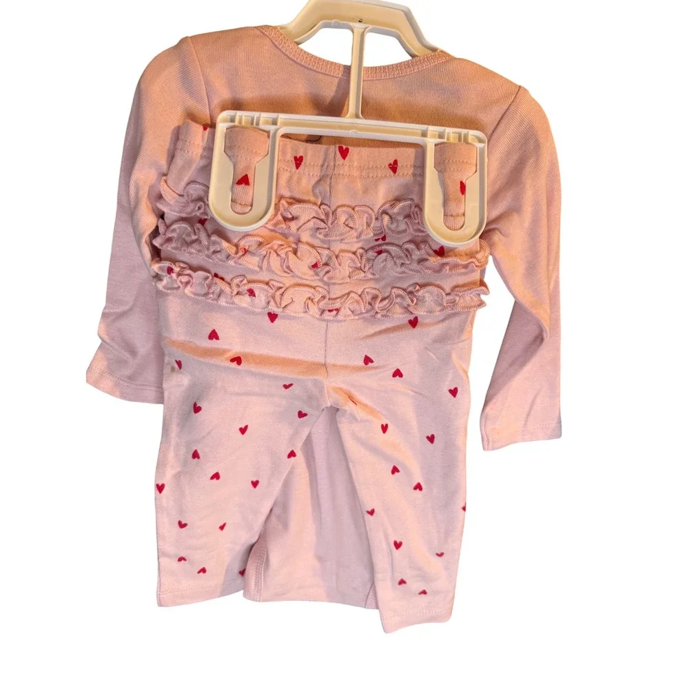 Carters Just One You Baby Girls Pink Little Love Heart Bodysuit Ruffle Pants Set
